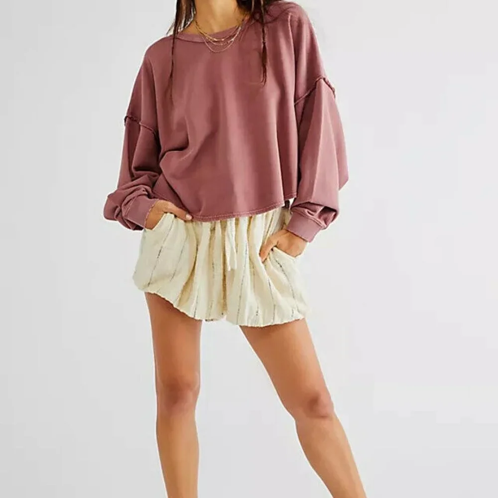 Free People Bae Pullover Dropped Shoulder Oversized Top